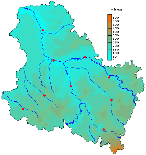carte des denivellations dans l'Yonne